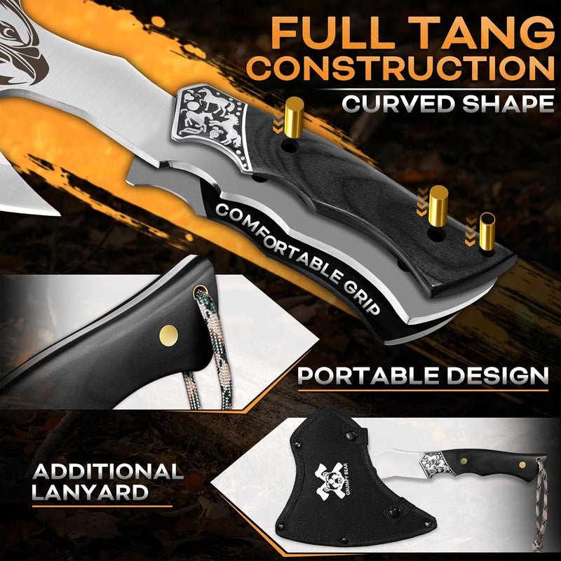GRUMPY BEAR Camping Hatchet, Full Tang Outdoor Axe with Decorative Handle, Durable Forged Blade for Hiking, Bushcraft, and Survival (Eagle) - Image 3